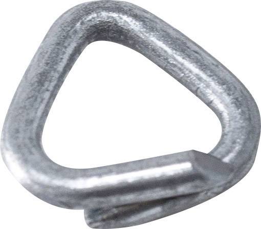 A triangular silver metal ring with rounded corners and an opening on one side.