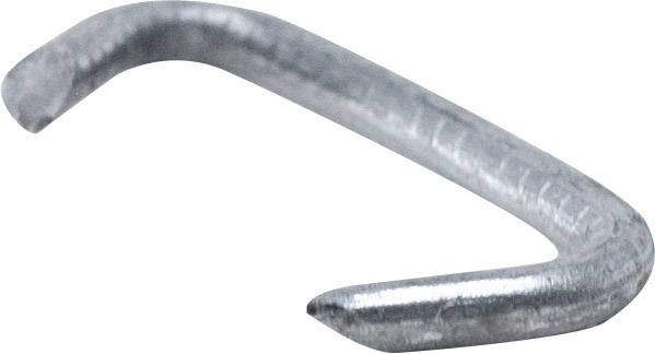 V-shaped metal clip, commonly used for fastening wire meshes or securing materials.