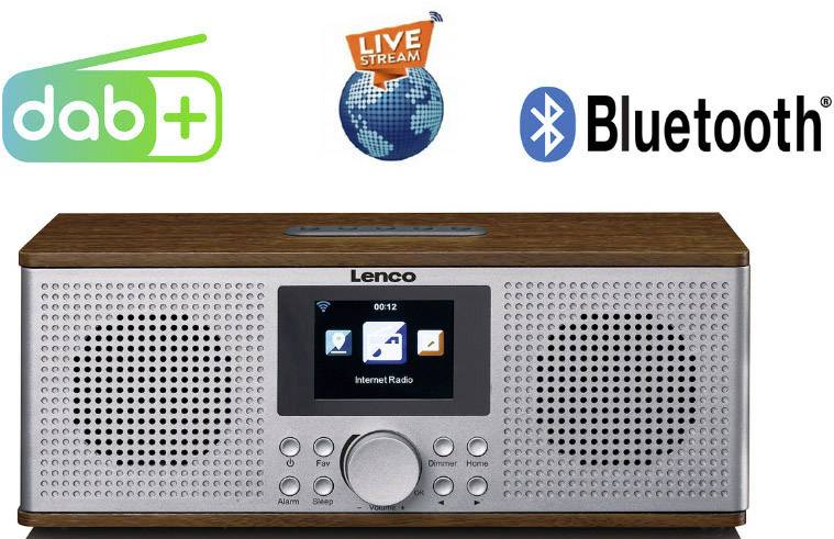 Lenco DIR-170 Internet desk radio DAB+, FM, Internet AUX, Bluetooth, USB, Internet radio Walnut-1