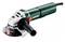 Electric angle grinder with a green housing and black handle, suitable for grinding and cutting materials.
