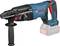 A blue Bosch cordless hammer drill with a black handle and red switch. Suitable for professional work with concrete and stone.