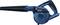Electric leaf blower in blue with black handle and nozzle tube, by Bosch brand; professional gardening tool.
