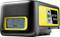Black and yellow battery block with digital display showing 80% charge. Label indicating: '36V, 2.5 Ah, Battery Power'.