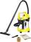 A yellow vacuum cleaner with a long hose and two accessories. Suitable for floor cleaning.
