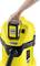 A hand is inserting a battery into a yellow Kärcher vacuum cleaner. The battery is labelled as 'Battery Power 36V'.