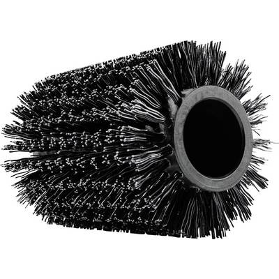 A large, cylindrical cleaning brush with dense black bristles. Ideal for thorough floor or street cleaning equipment.