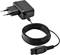 Black charger with EU plug and long cable, suitable for electronic devices.