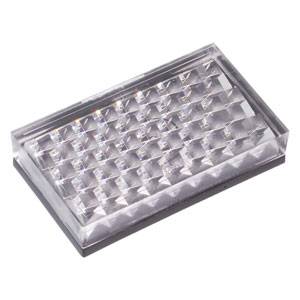 Rectangular, transparent glass panel with coordinating patterns, possibly an optical element or lens.