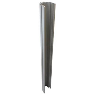 Aluminium profile, vertically oriented, shows several grooves for structural reinforcement or connection purposes.