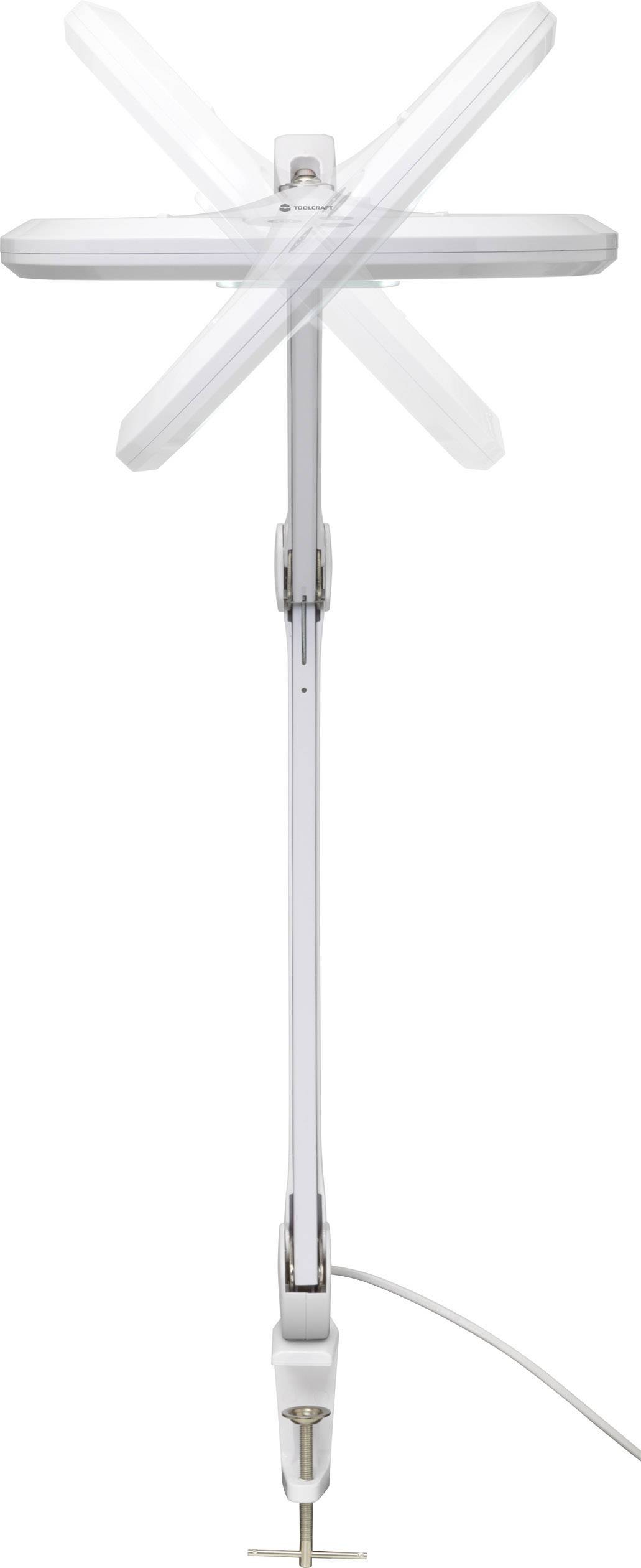 A height-adjustable, pivoting table lamp arm with mounting bracket and power cable, suitable for flexible lighting solutions.