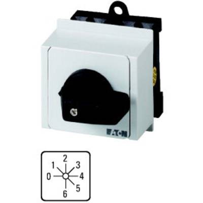 An electrical rotary switch in a housing, with a schematic representation of the switch positions from 1 to 6.