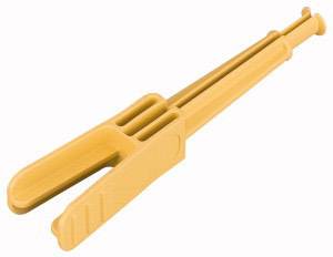 A yellow plastic eye protection for train transportation. Prevents eye contact with exhaust from brake cylinders.