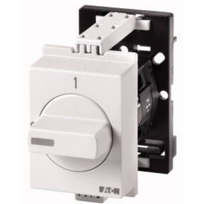 A white rotary switch with numbering '1'. A black mounting bracket is visible in the background.