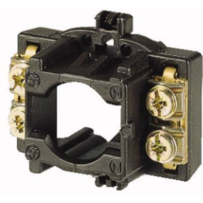 A black electrical terminal block with four screw terminals for connecting cables to an electrical device.