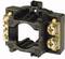 A black electrical terminal block with four screw terminals for connecting cables to an electrical device.