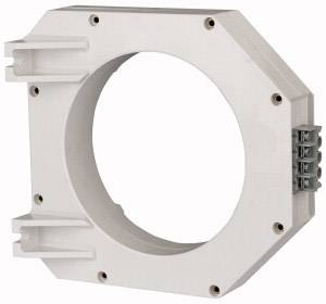 A white, rectangular plastic ring, likely a technical component, with side screw connections.