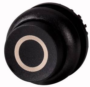 A round, black push button with a light ring in the centre, suitable for electronic devices or control panels.