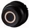 A round, black push button with a light ring in the centre, suitable for electronic devices or control panels.