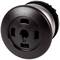 A round, black mains power adaptor with three narrow slots, used for electrical devices.