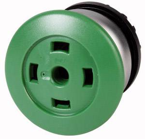 Green round push button with multiple openings, likely part of an electronic switch or control element.