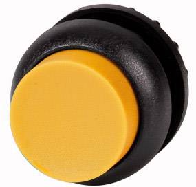 Round, yellow button with a black border, possibly a push button or switch.