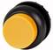 Round, yellow button with a black border, possibly a push button or switch.