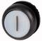 A round, black button with a white surface and a vertical line in the centre, likely a switch.