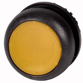 Round, orange button with a black border. Possibly part of an electronic device or switch.