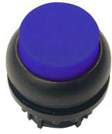 Blue round button on a black base, typically used as an electronic switch.