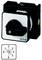 Rotary switch with six positions, ranging from 0 to 5. Black handle on a white background. Suitable for controlling electrical devices.