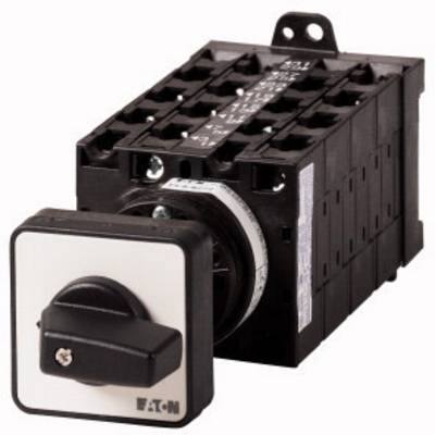 A black electric switch with a rotary knob and multiple terminals. Manufacturer's logo 'Eaton' visible. Suitable for controlling machinery.