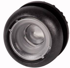 A transparent, cone-shaped object with a black, circular outer frame, possibly an optical lens.