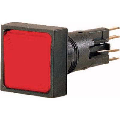 A square red push button with multiple electrical connections on the back.