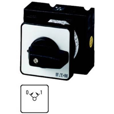 A black rotary switch with a white front plate, featuring positions 0 and 1. A marker indicates the position change.