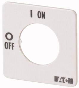 White switch plate with 'ON' written at the top and 'OFF' at the bottom, each with symbolic circles beside them.
