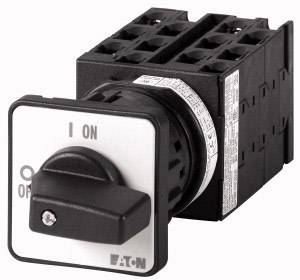 A black rotary switch with 'ON' and 'OFF' positions, by the EATON brand, against a white background.