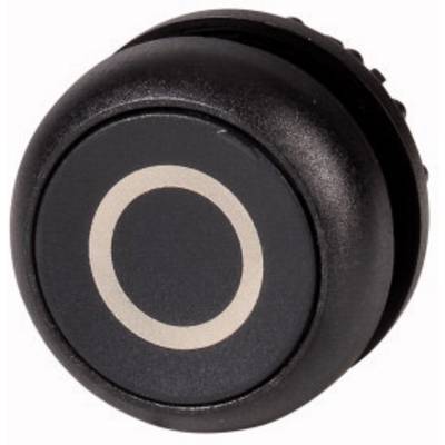 A black round toggle switch with a symbolised 'O' on the front, presumably in the off position.