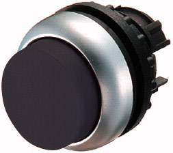 Round black press button with silver rim, built into a dark housing.