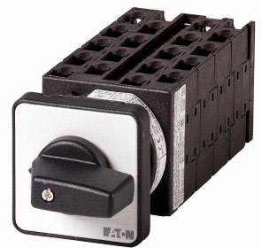 'Multi-stage rotary switch by Eaton. Black lever on a grey background, mounted on a modular black block.'