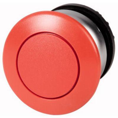 Red emergency stop button, round. Used for quick machine shutdown in emergency situations.