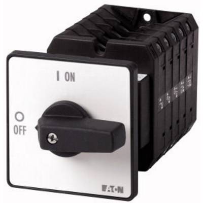 An electrical rotary switch with the positions 'O OFF' and 'I ON', mounted on a square plate.