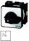 A black rotary switch knob on a rectangular plate with the EATON logo, indicating three positions for controlling electrical devices.