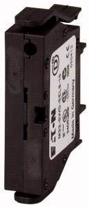 Black Eaton switch with a white label displaying model numbers and safety certifications.