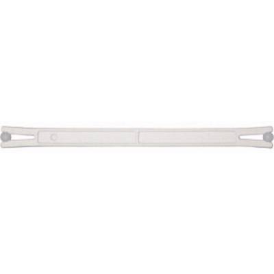 The image depicts a narrow, rectangular white kitchen door handle with slightly rounded corners.