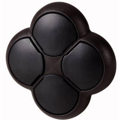 A black, round keypad with four protruding keys in a flower-like shape.