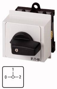 A three-position switch: 0 (off), 1 and 2 (on). Rated nameplate with the numbers 0, 1 and 2 underneath.