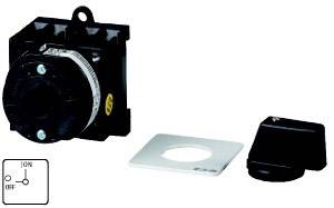 Rotary switch with 'I ON' and 'O OFF' labelling, removable cover frame, and operational knob. Suitable for electrical control applications.