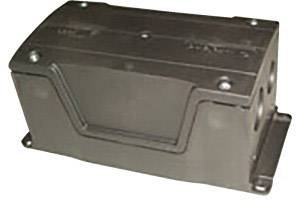 Rectangular black plastic enclosure with a flat lid and rounded corners. Suitable for electronics or cable management.