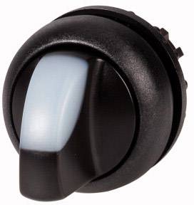 A black button with a blue detail, most likely a rotary knob for a technical device or a vehicle.