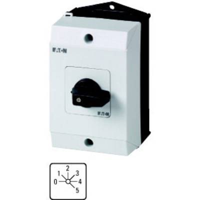 Electrical rotary switch, showing positions 0 to 5, mounted in a rectangular white housing.
